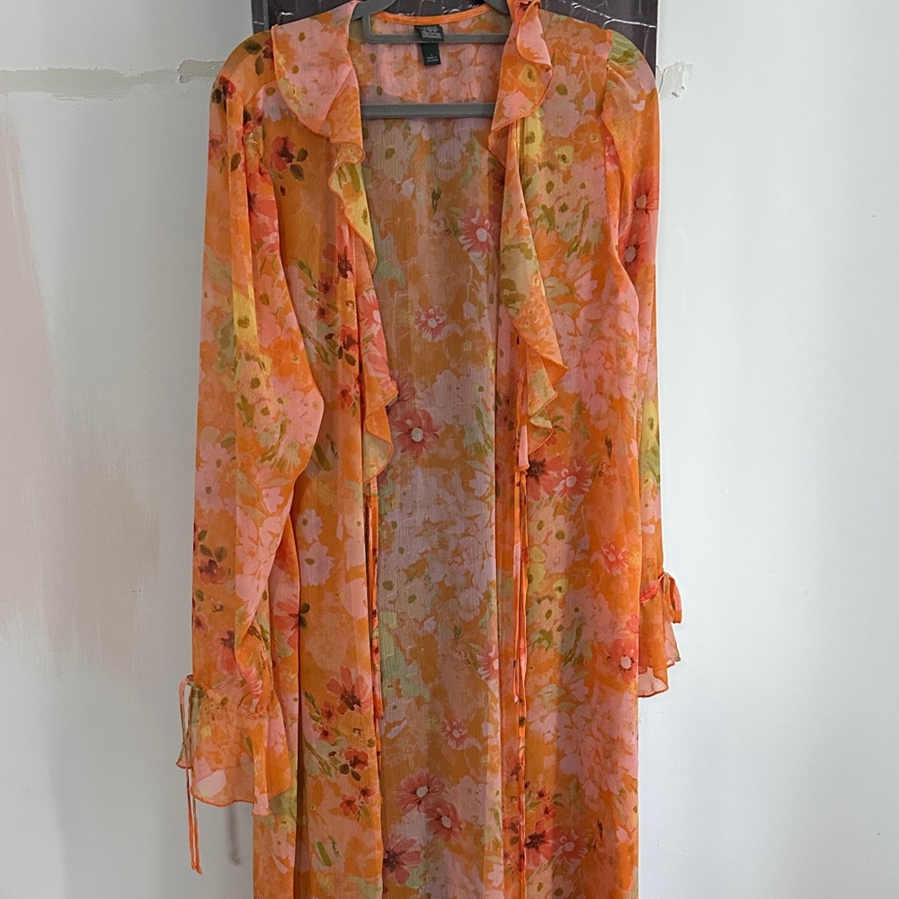 Wild Fable Orange and Pink Sheer Top